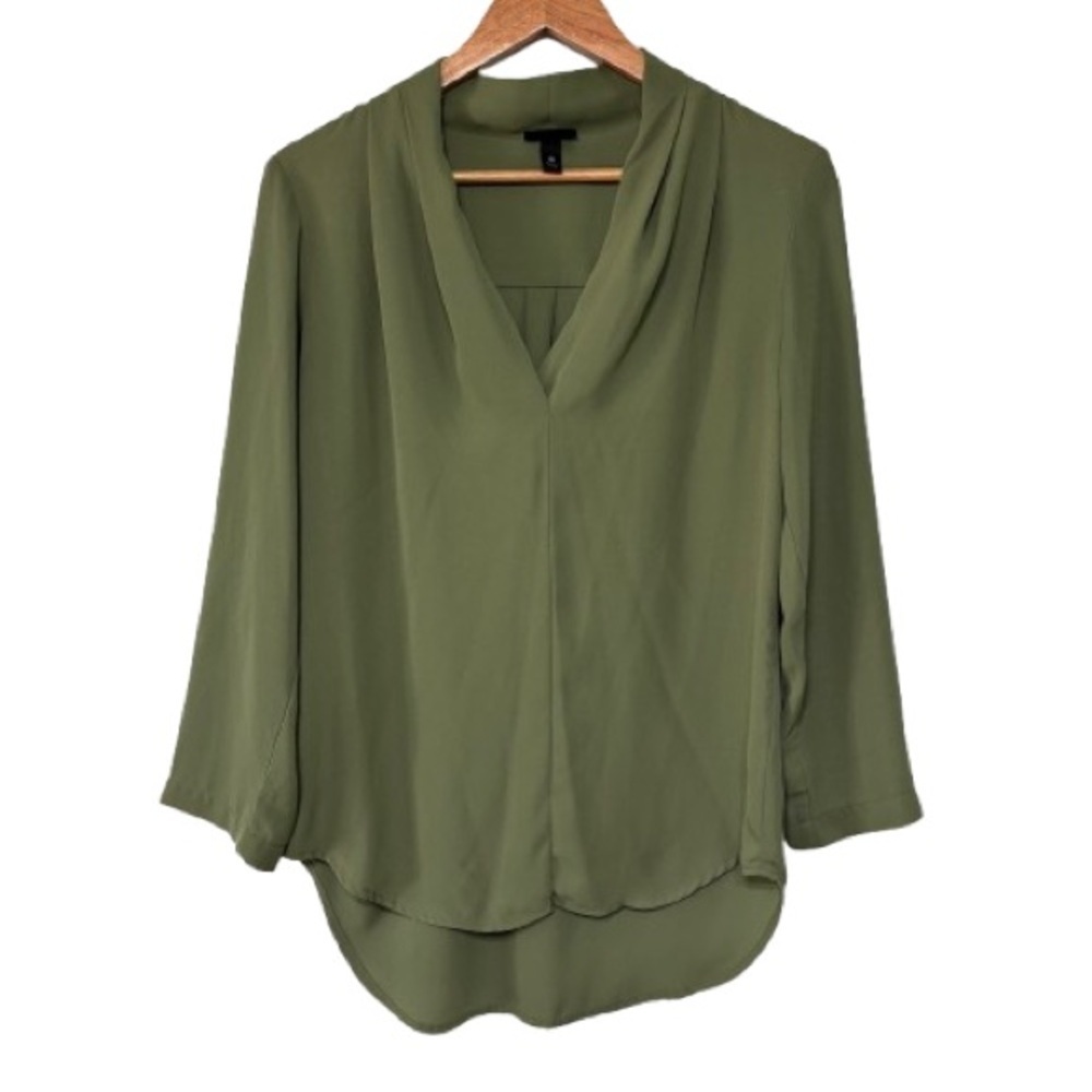 Mossimo Dark Green Roll Tab Sheer Blouse Size S